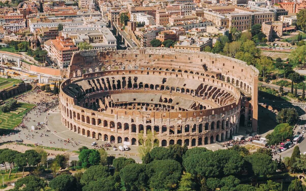 Aerial view of Roman Colosseum